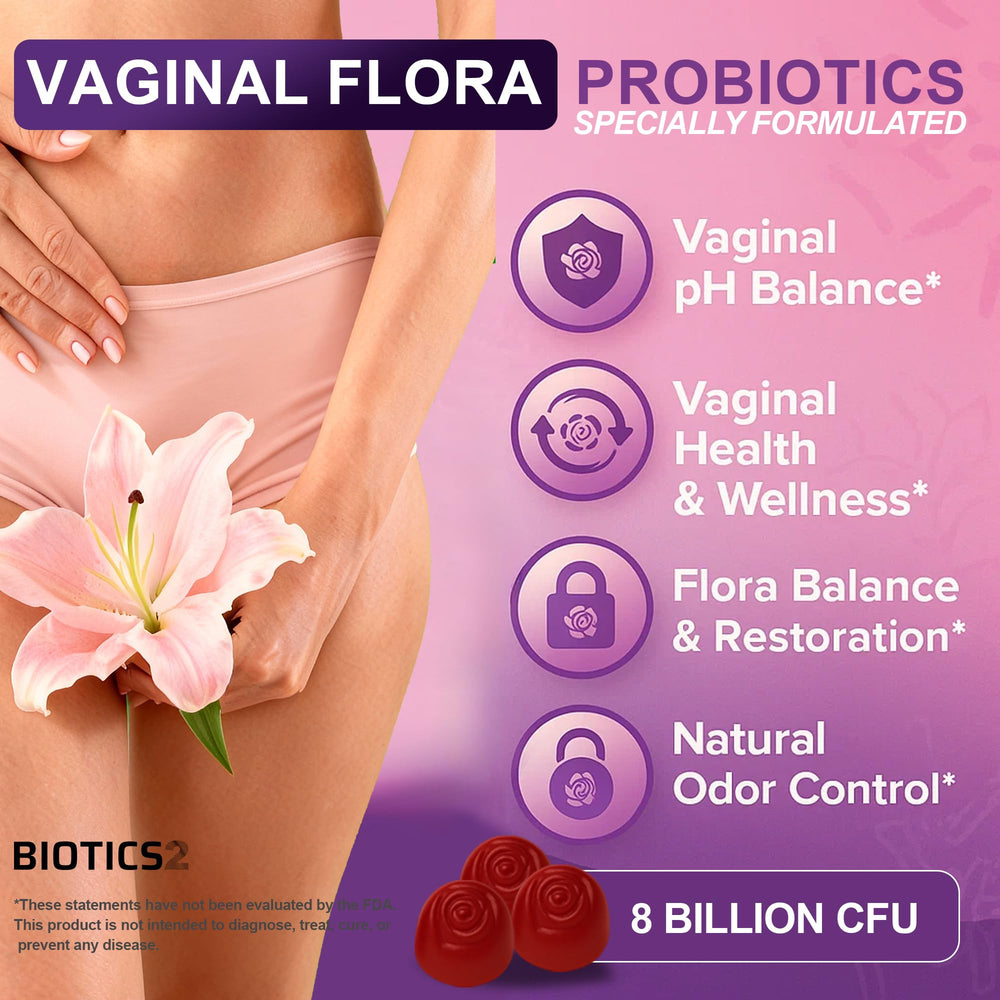 Biotics2 Flora12 gummies strawberry close-up emphasizes flavor and freshness