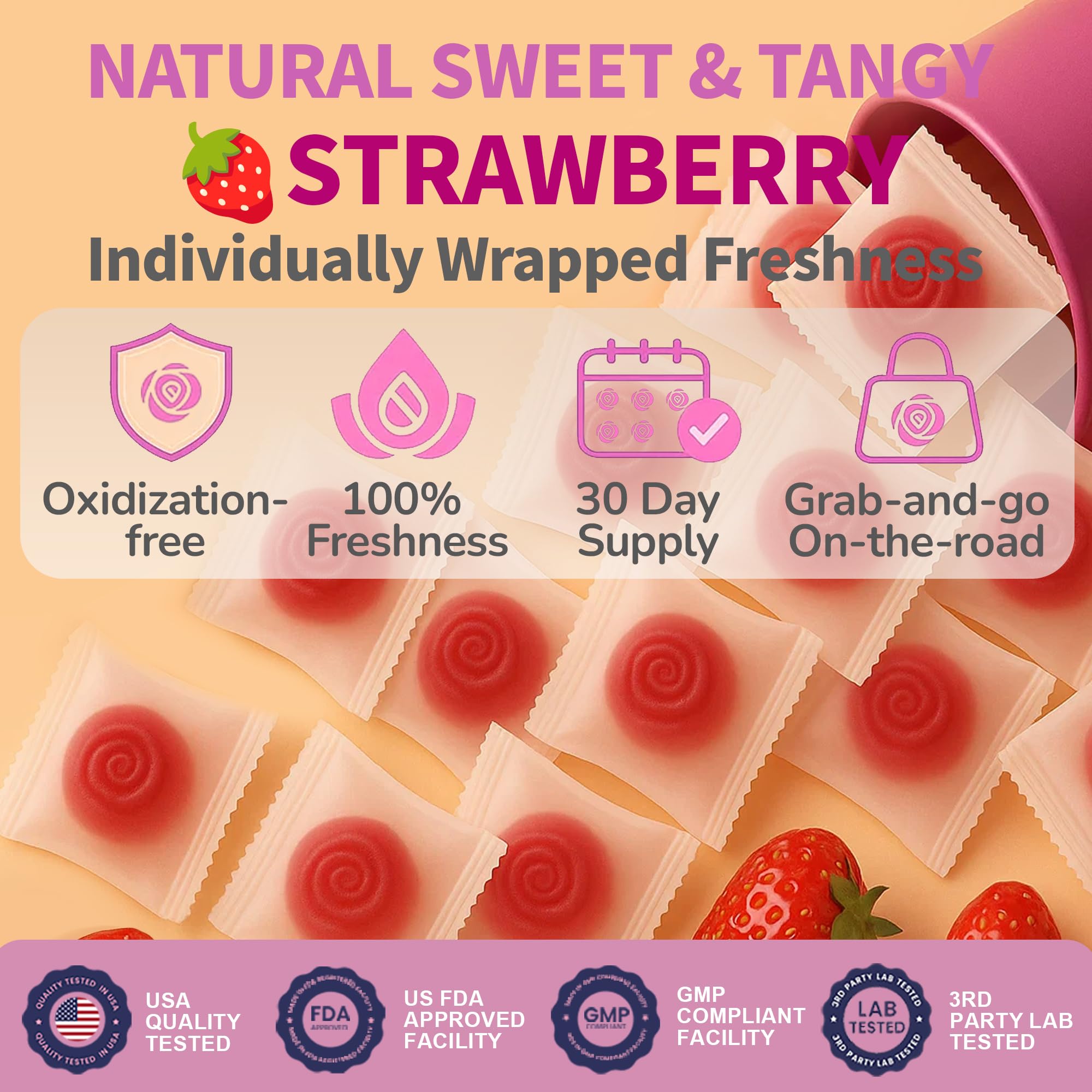 Biotics2 Flora12 individually packaged gummies for on-the-go freshness