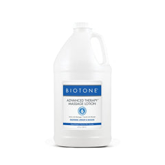 Close-up texture of BIOTONE Advanced Therapy Massage Lotion showing rich glide and absorption.