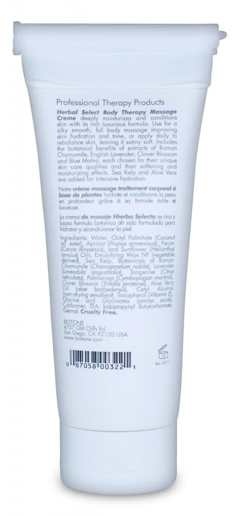 Biotone Herbal Select Massage Creme close-up shows rich texture and silky glide