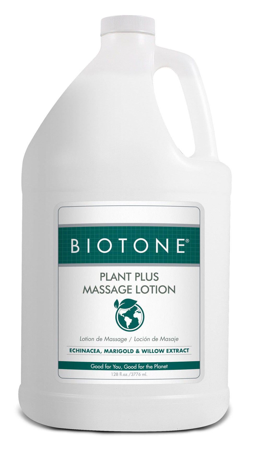 BIOTONE Plant Plus Lotion bottle pour offers a smooth glide for a soothing massage.