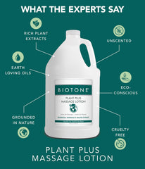 BIOTONE Plant Plus Lotion eco packaging emphasizes planet-friendly, plant-based ingredients.