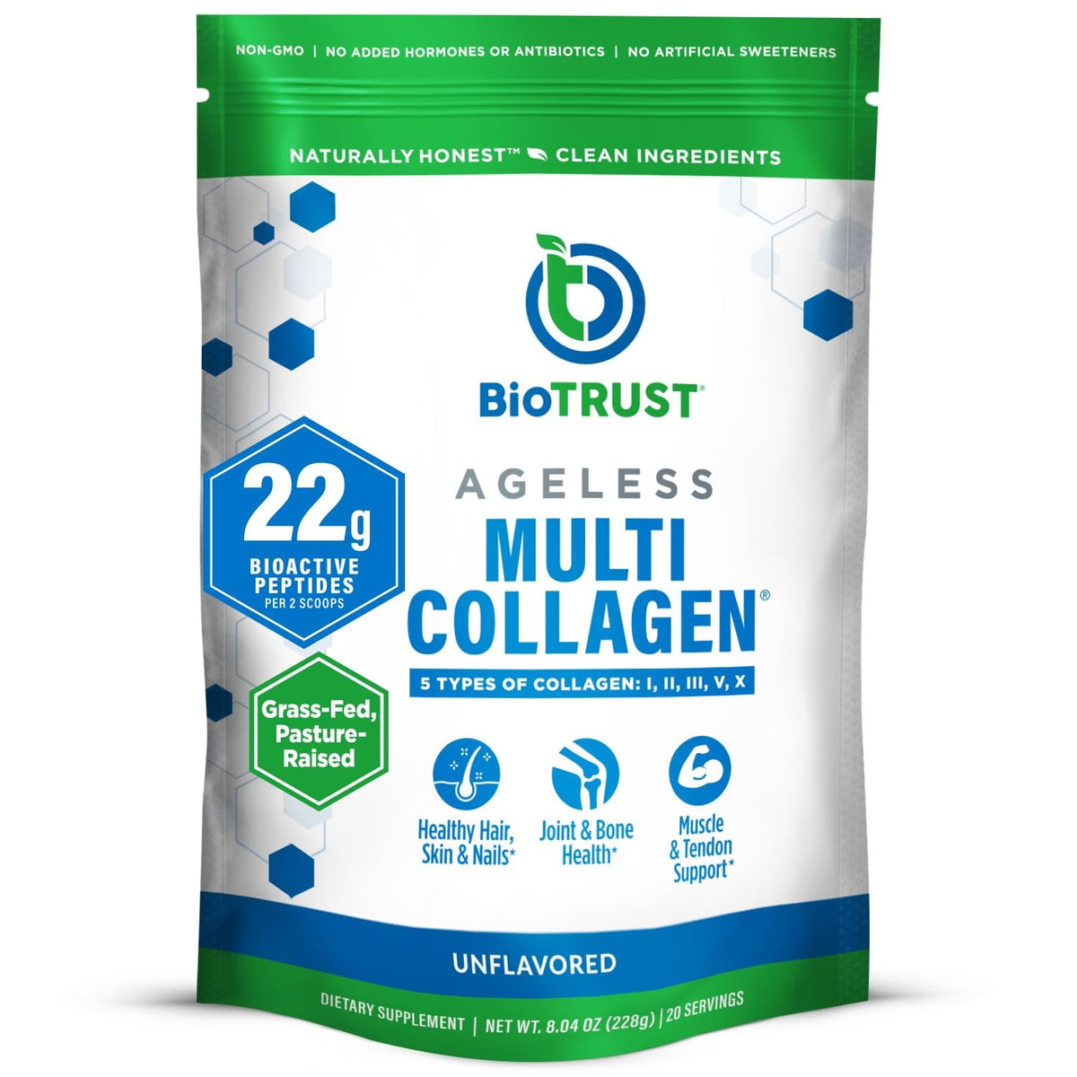 BioTrust Ageless Multi Collagen bottle on kitchen counter for daily use