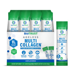 BioTrust Ageless Multi Collagen powder bottle for easy daily use with skin and joint support