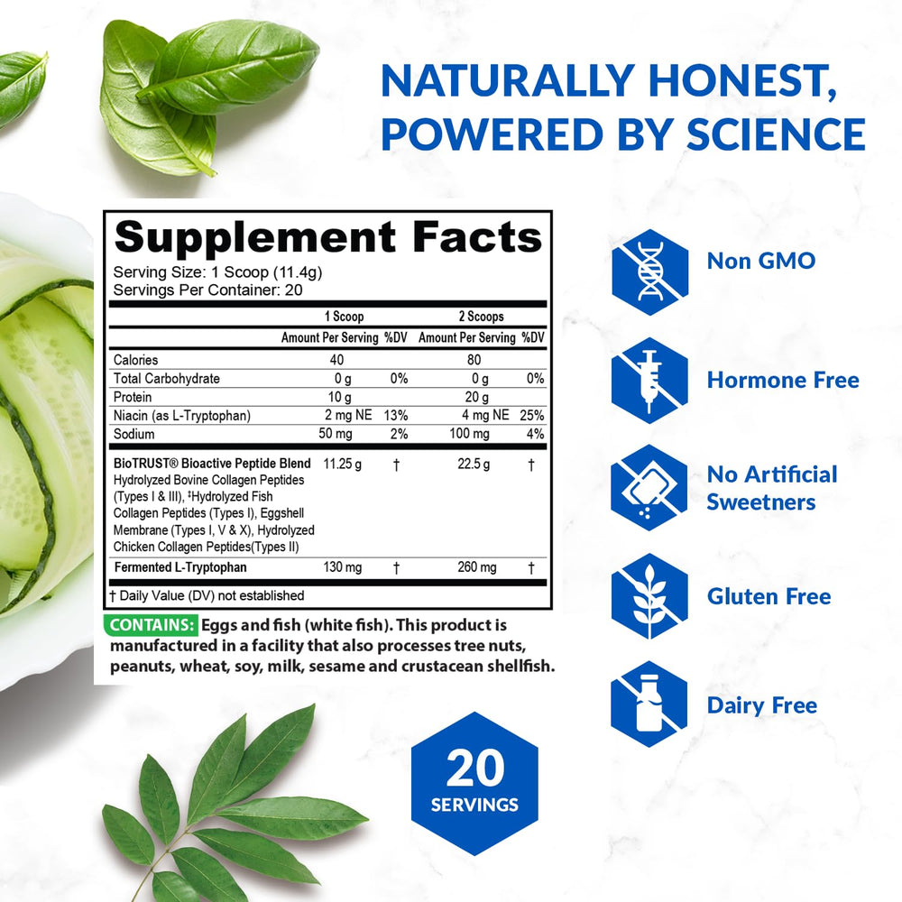 Vanilla BioTrust collagen powder poured into a beverage for pleasant flavor