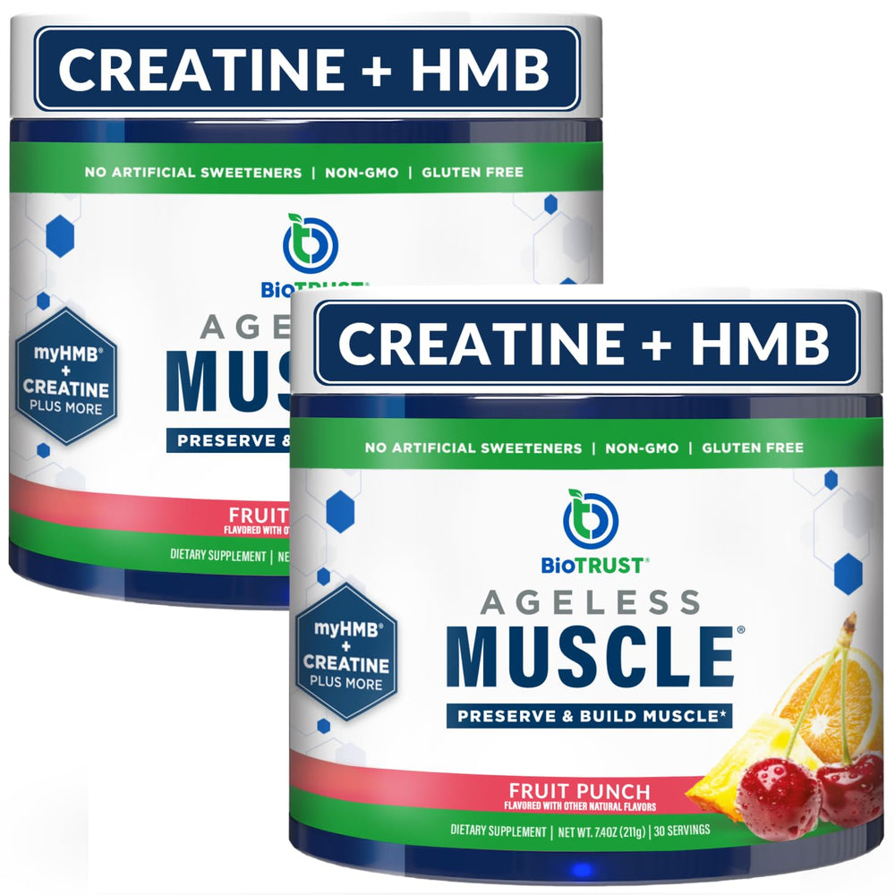 BioTrust Ageless Muscle bottle front view highlights premium aging-muscle formula