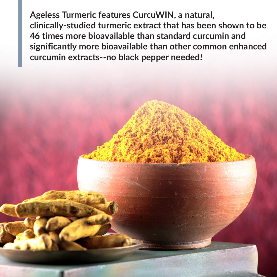 BioTrust Ageless Turmeric with Ginger extract visual emphasizing full-body support