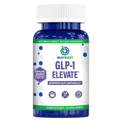 BioTrust GLP1 Elevate bottle-front; ready for a pre-meal routine to curb cravings.