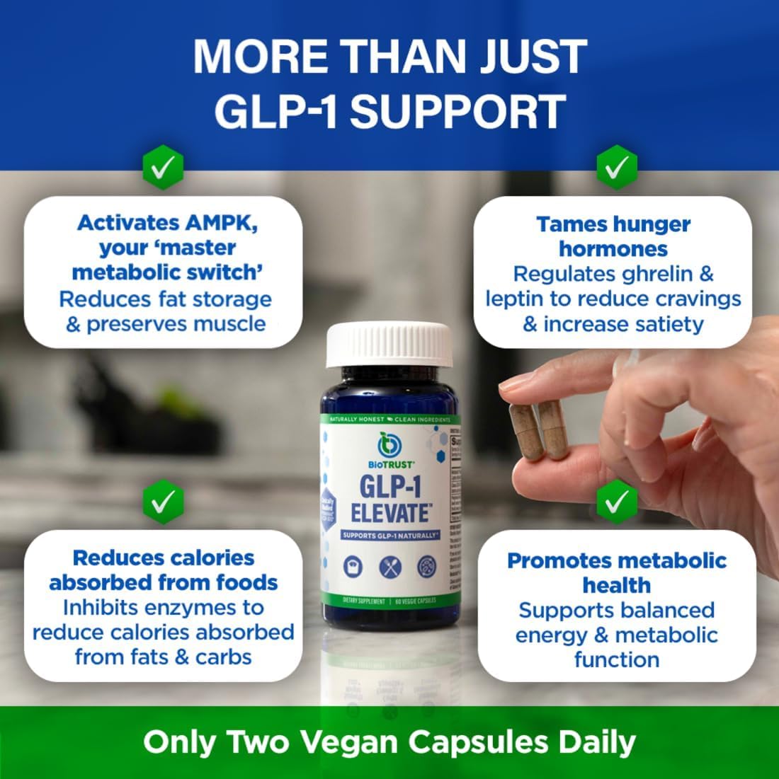 BioTrust GLP1 Elevate meal-time tablet, convenient daily dosing