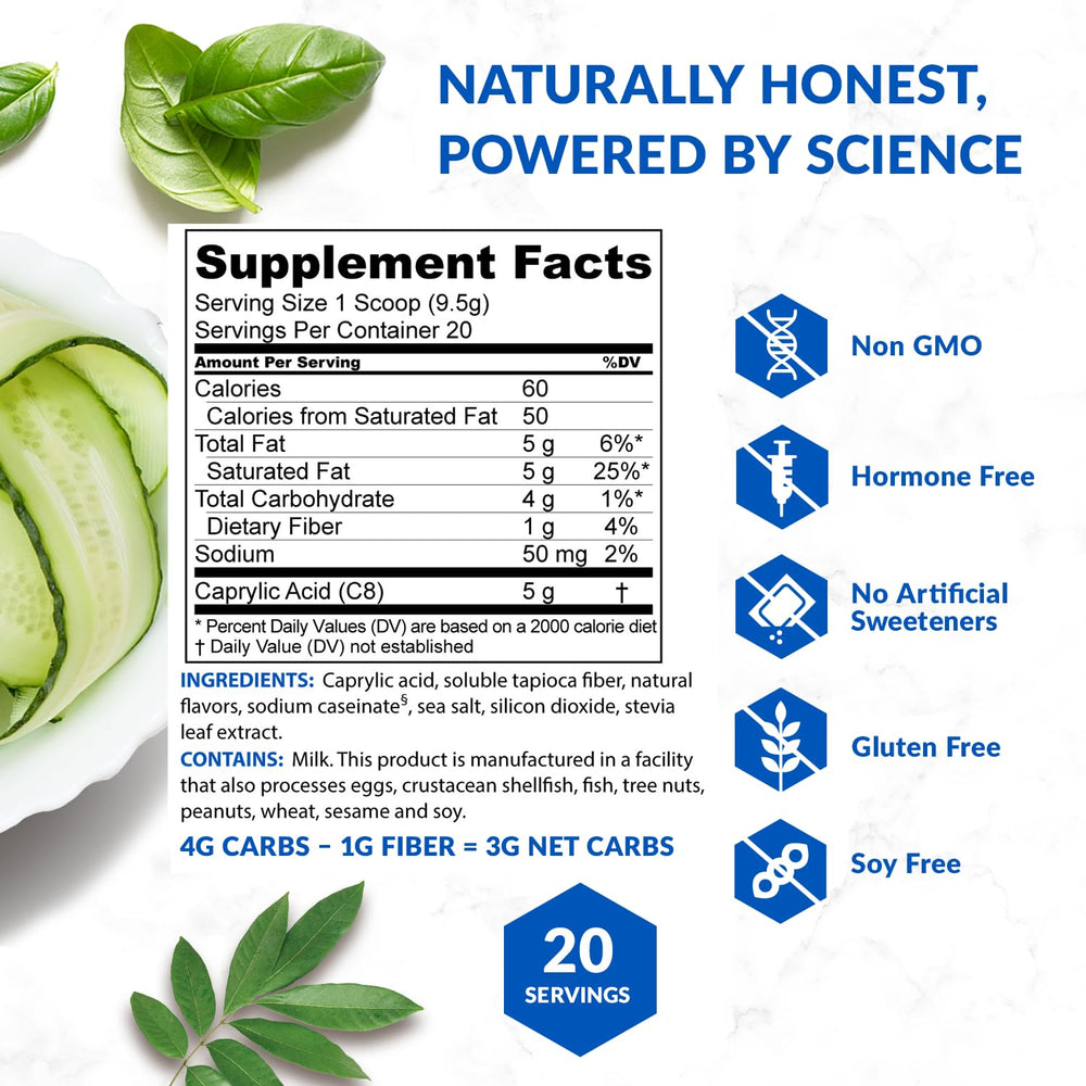 BioTrust Keto Elevate powder texture close-up shows fine, non-GMO formula.
