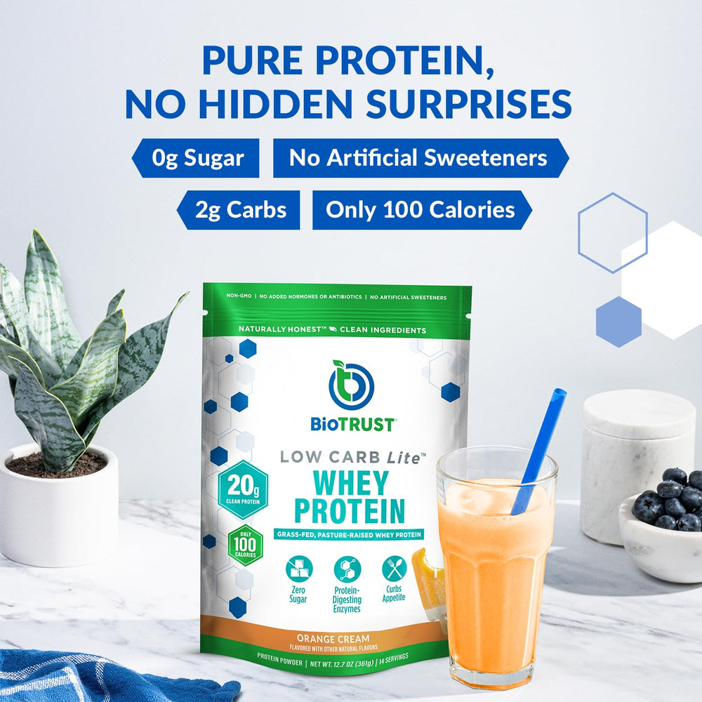 BioTrust Low Carb Lite ProHydrolase enzymes on label for digestion