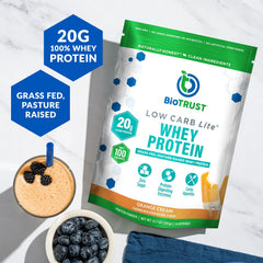 BioTrust Low Carb Lite whey protein powder scoop ready to mix
