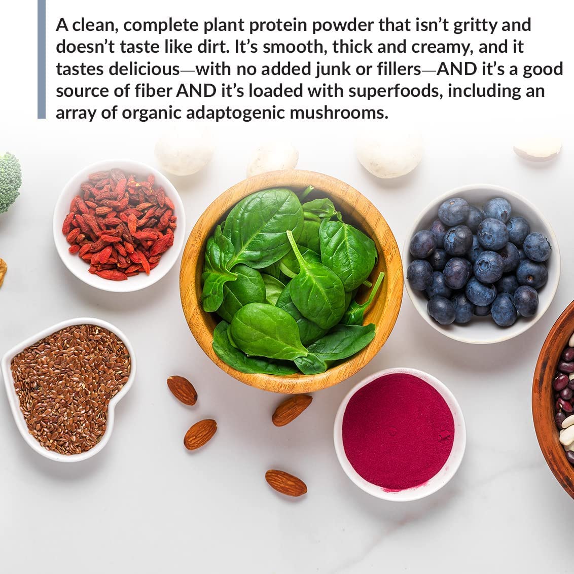 BioTrust Low Carb Plant detail on 20 g protein per serving.