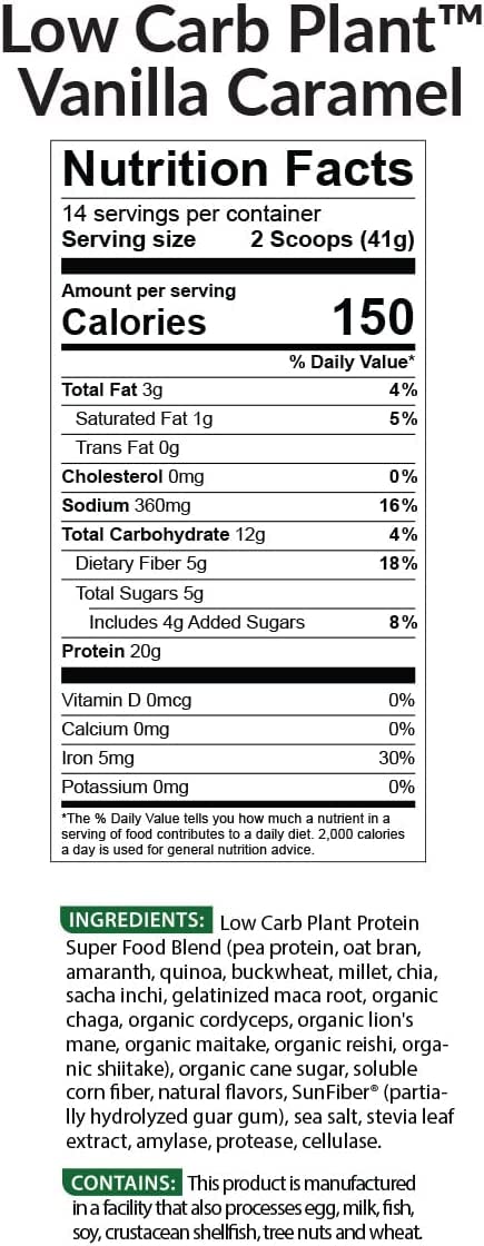 BioTrust Low Carb Plant pouring serving shot shows easy blending into beverages.