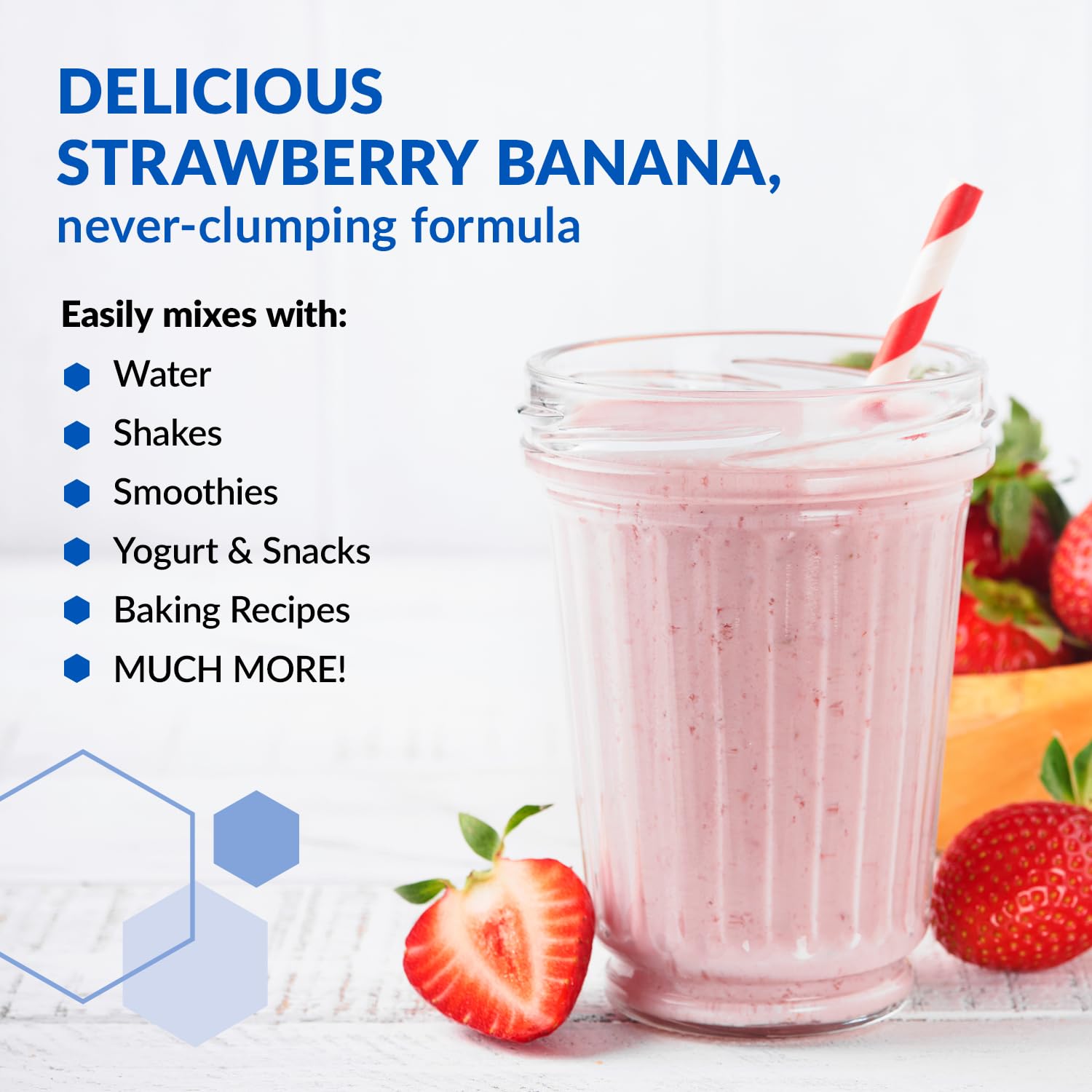 BioTrust low-carb protein powder glass jar with strawberry banana flavor for daily use