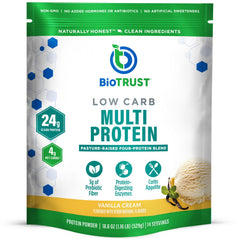 BioTrust Low Carb Protein Powder Vanilla bottle for convenient protein source