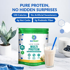 BioTrust Low Carb Protein Vanilla pour demonstrates quick, smooth shake preparation.