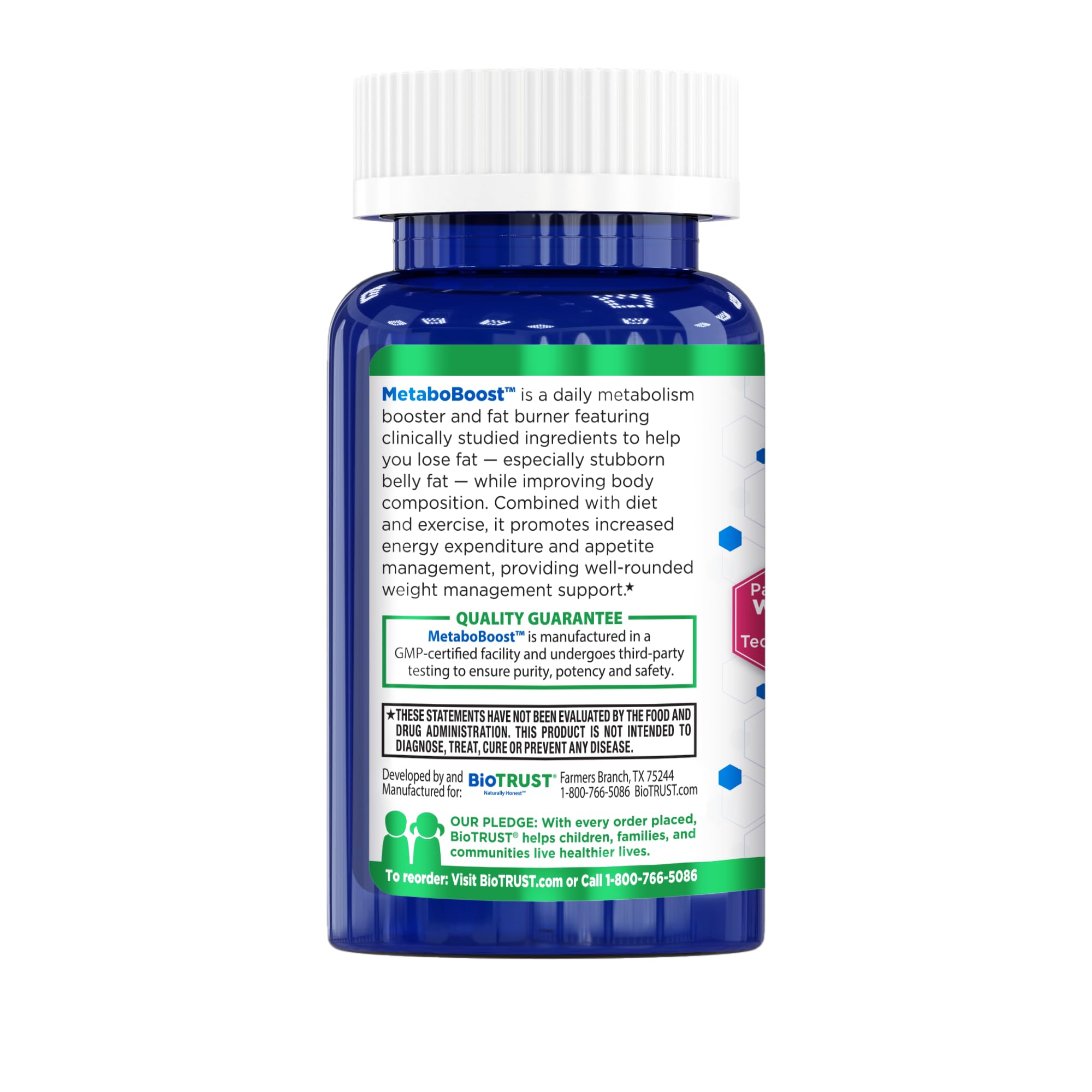 BioTrust MetaboBoost capsules and measuring scoop for daily use.