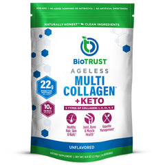 BioTrust Multi Collagen bottle with keto MCT oil for daily collagen support.