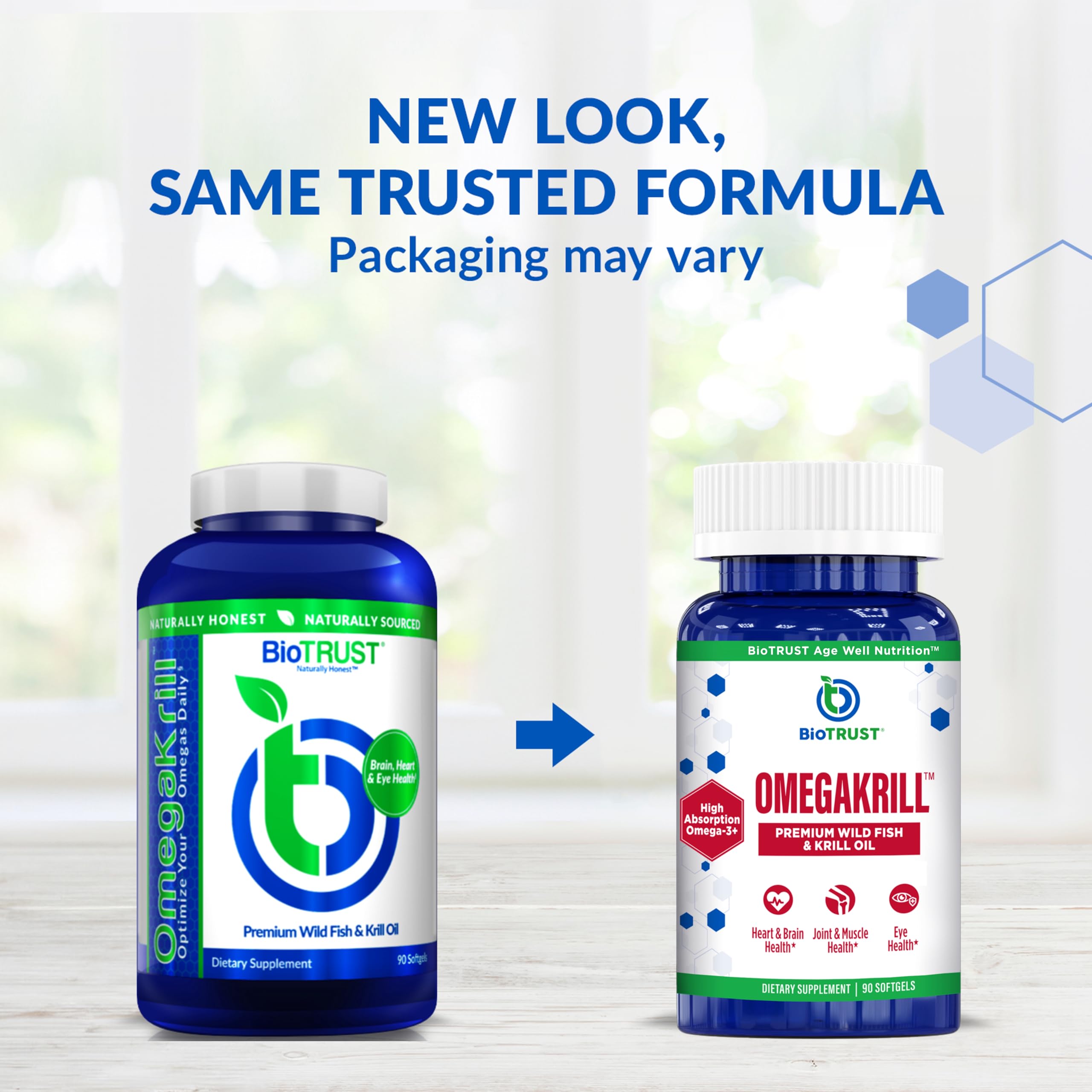 Close-up of BioTrust OmegaKrill softgels for easy daily intake