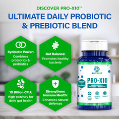BioTrust Pro-X10 six-strain formula promotes digestive balance.