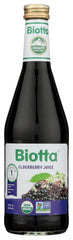 Biotta elderberry juice bottle front, pure flavor for daily enjoyment