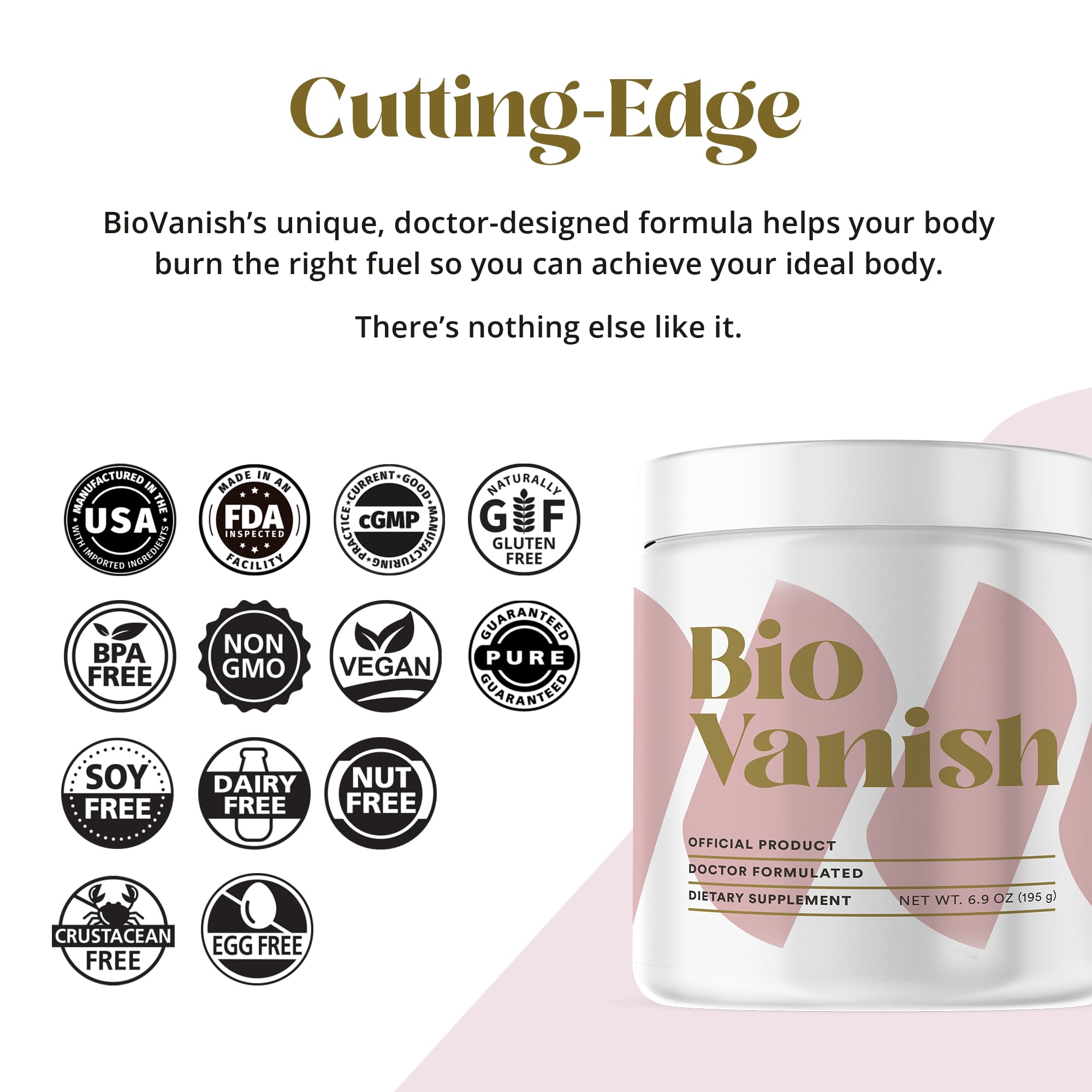 Close-up texture of BioVanish cocoa powder with MCT oil notes for easy mixing