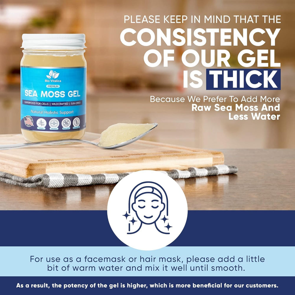 BioVitalica Sea Moss Gel added to smoothie for a nutrient boost