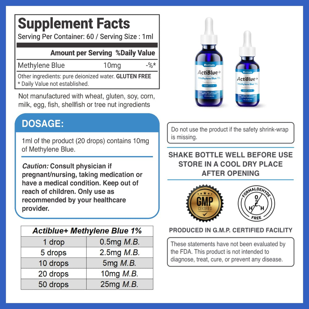 ISO certification label on Biovitalis Actiblue+ packaging