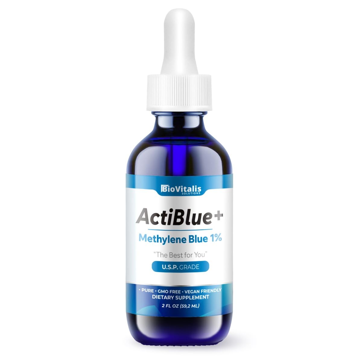 Biovitalis Actiblue+ 1% methylene blue bottle for research use