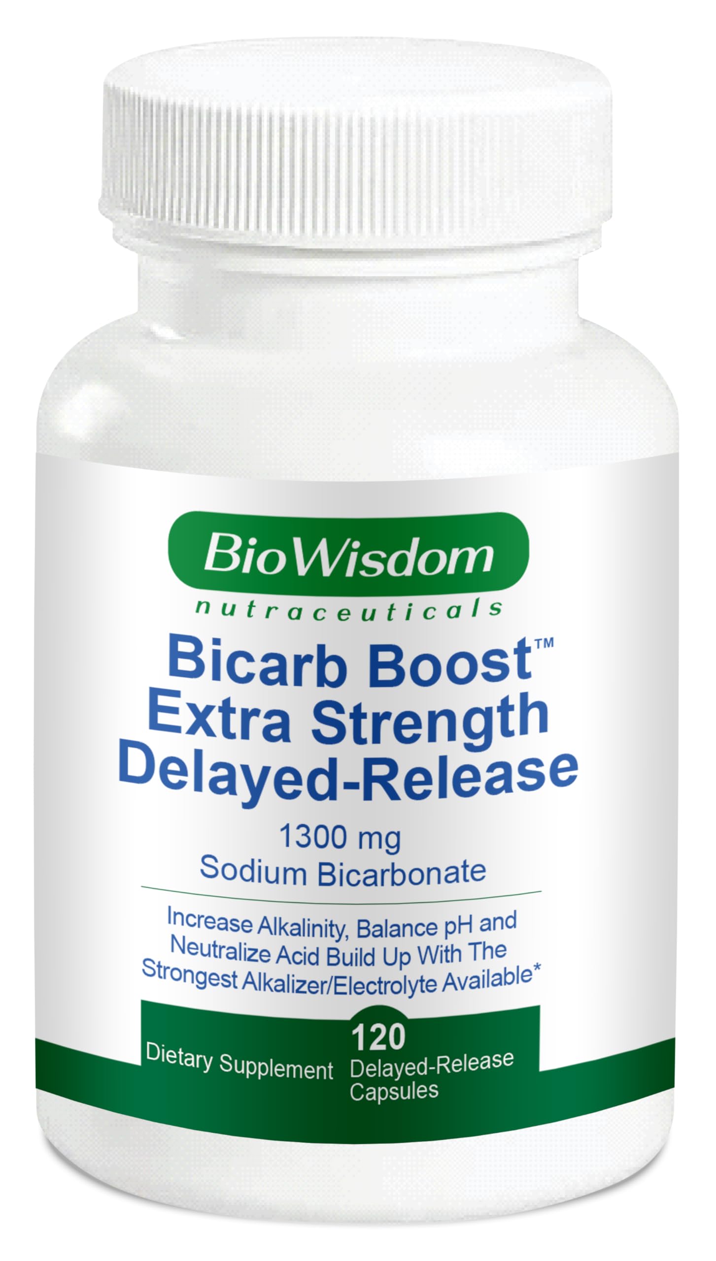 BioWisdom Bicarb Boost bottle with 1300mg tablets for hydration support