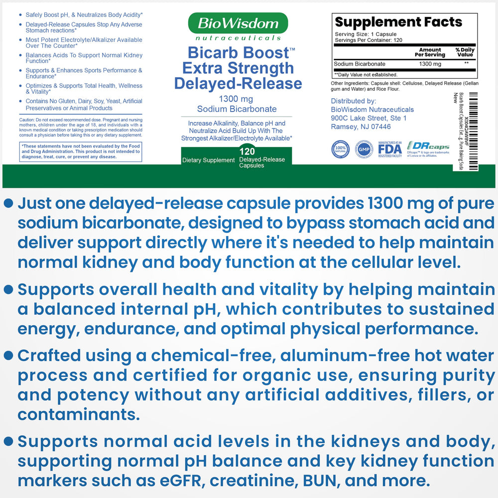 BioWisdom Bicarb Boost tablets close-up showing delayed-release design