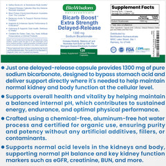 BioWisdom Bicarb Boost tablets close-up showing delayed-release design