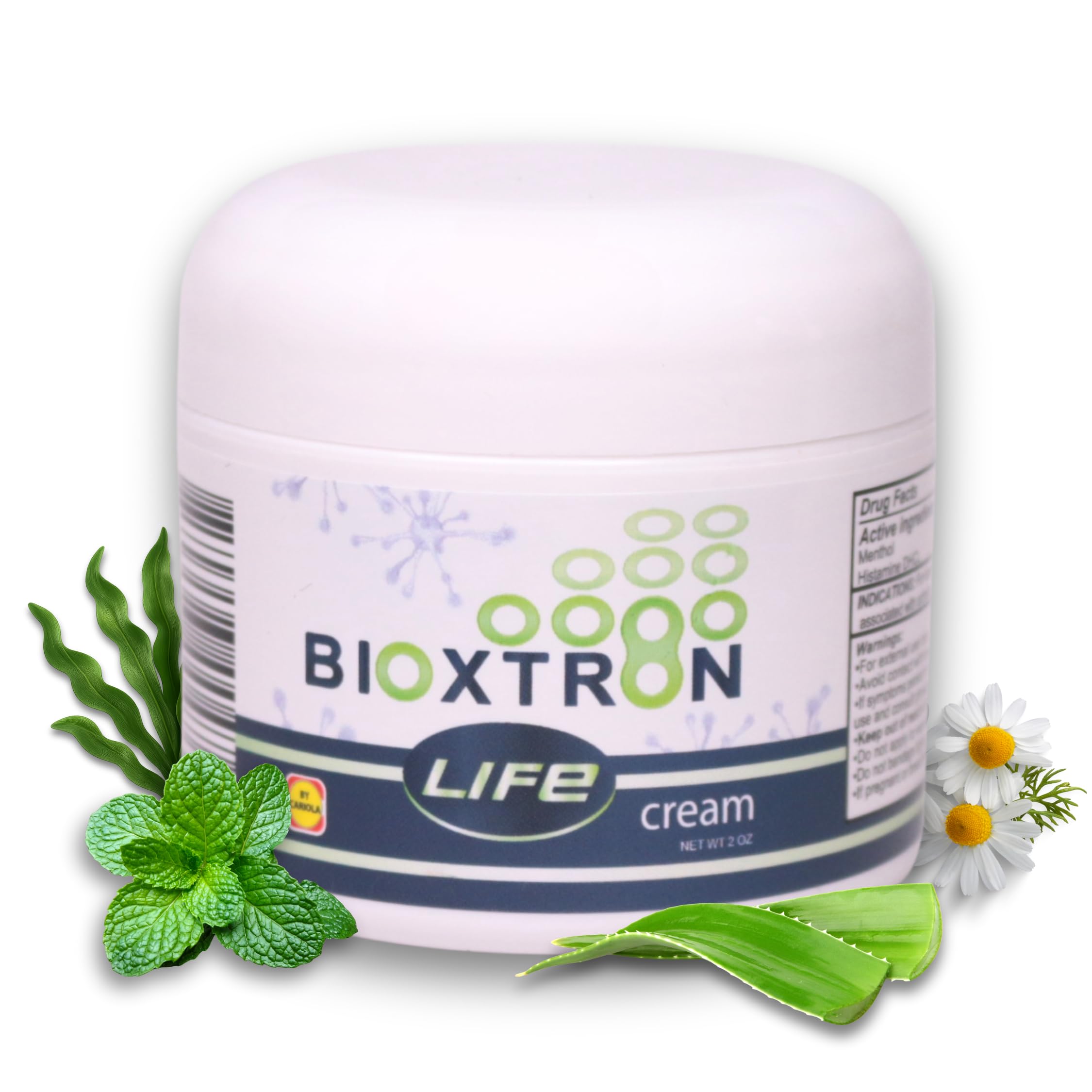 Bioxtron Life Cream jar shows smooth texture for targeted skin comfort.