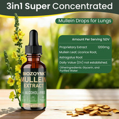 BIOZQYNK Mullein Drops liquid drops are added to water for convenience.