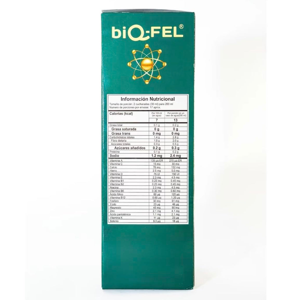 BiQFEL 500ml label highlighting plant-based daily nutrition.