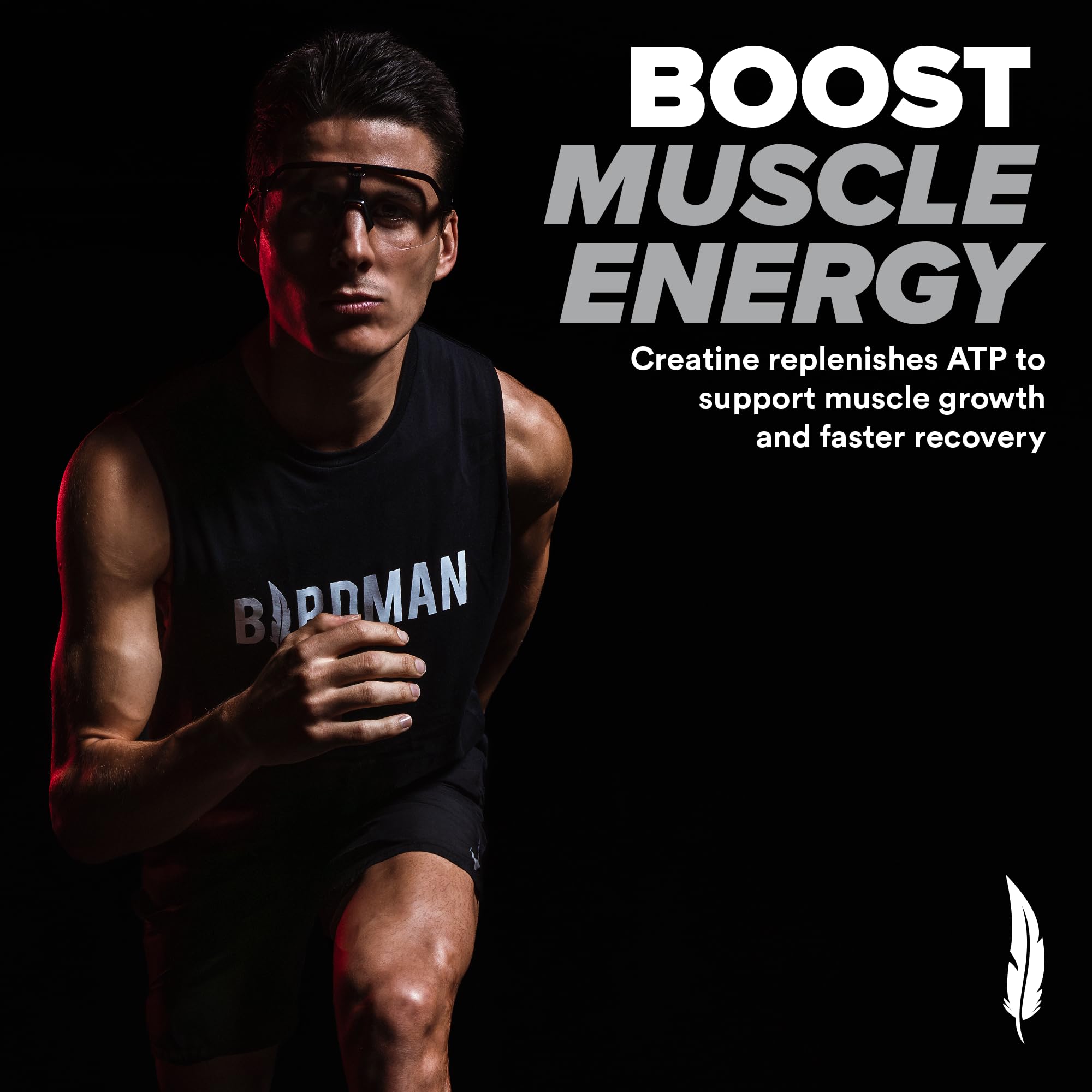 Birdman creatine powder in a compact bottle for gym bags