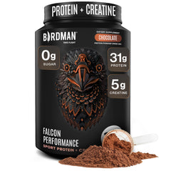 Birdman Falcon Performance bottle and tub prepared for post-workout protein recovery