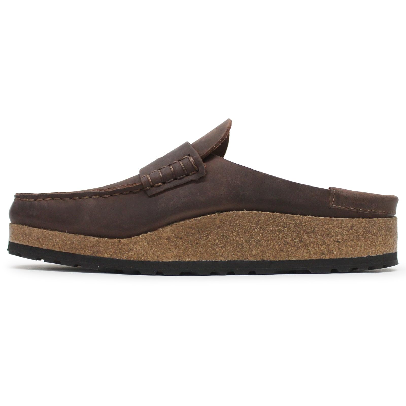 Birkenstock Naples G Habana Oil leather strap closeup showing durable construction and arch support