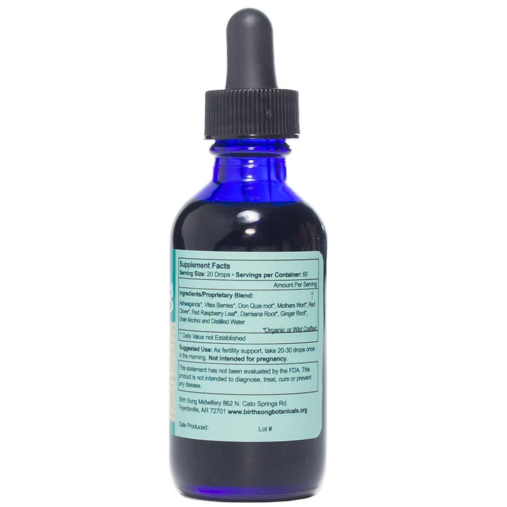Birth Song Botanicals Fertile Ground pour shot highlighting tincture dispensing for daily herbal support