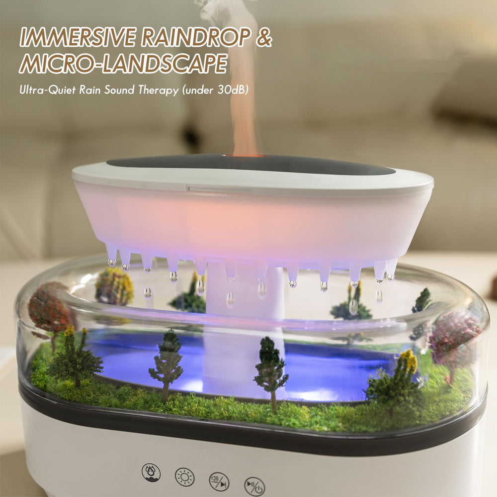 Biupky Raindrop Humidifier with seven LED colors for customizable mood lighting.