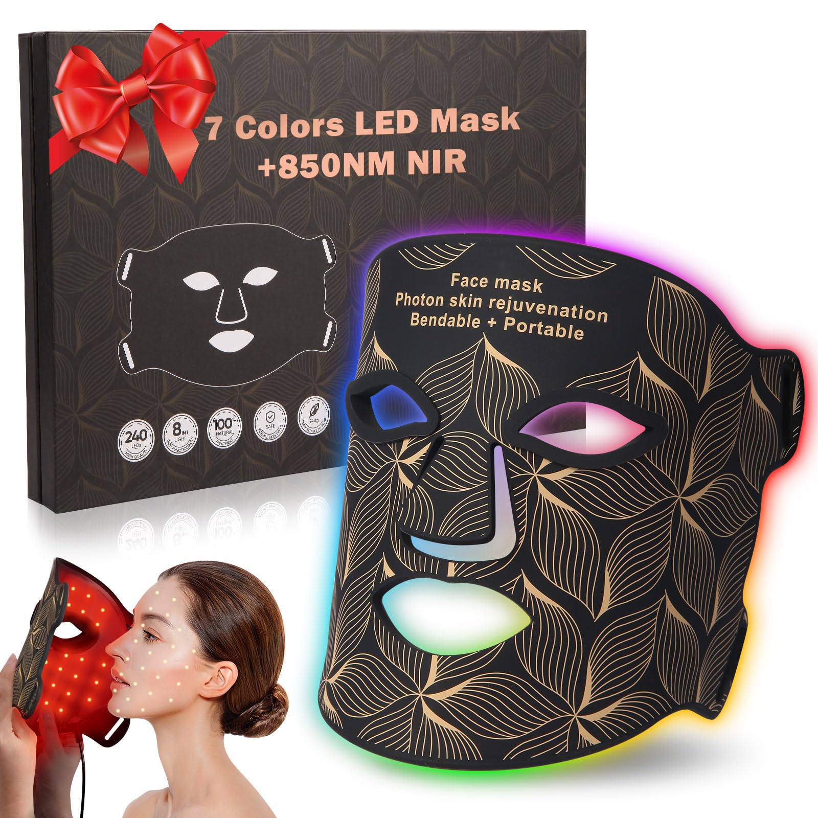 biuufish red light mask forehead closeup hints at improved skin vitality