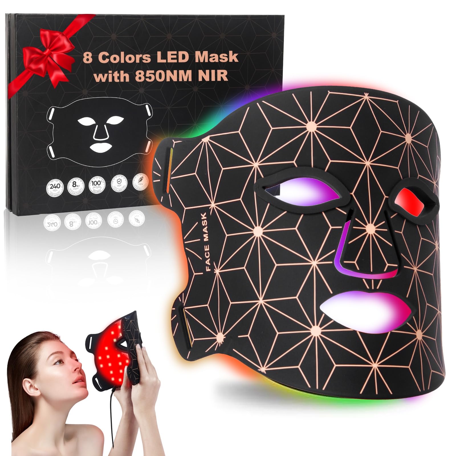 biuufish red light mask front view showing compact at home skincare