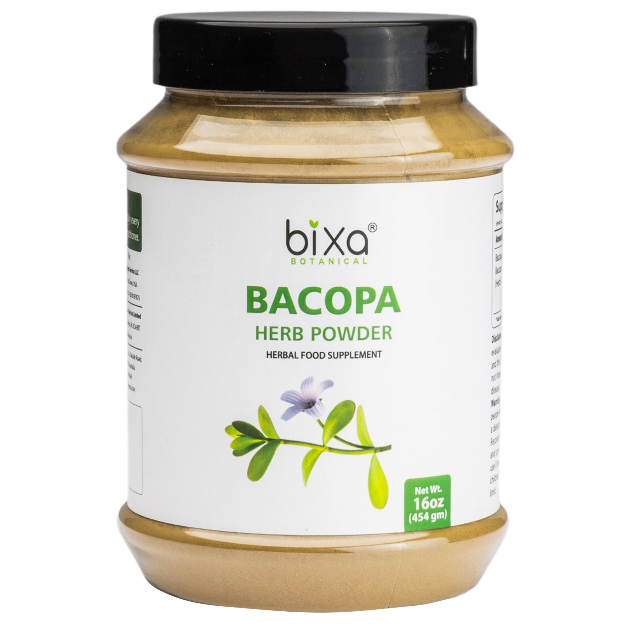 Bixa Botanical Bacopa powder bottle, ready to mix into daily routines for balance.