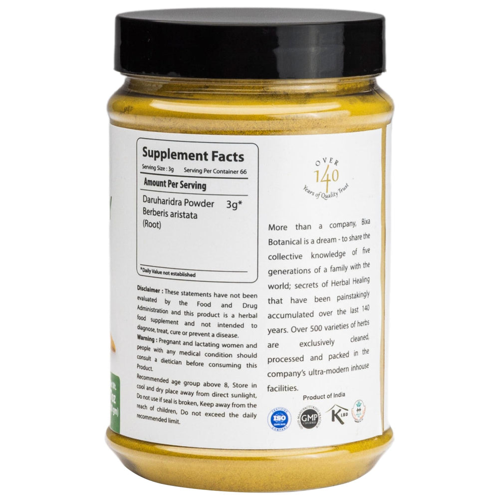 bixa BOTANICAL Berberry Root Powder ingredients board confirms purity for careful use