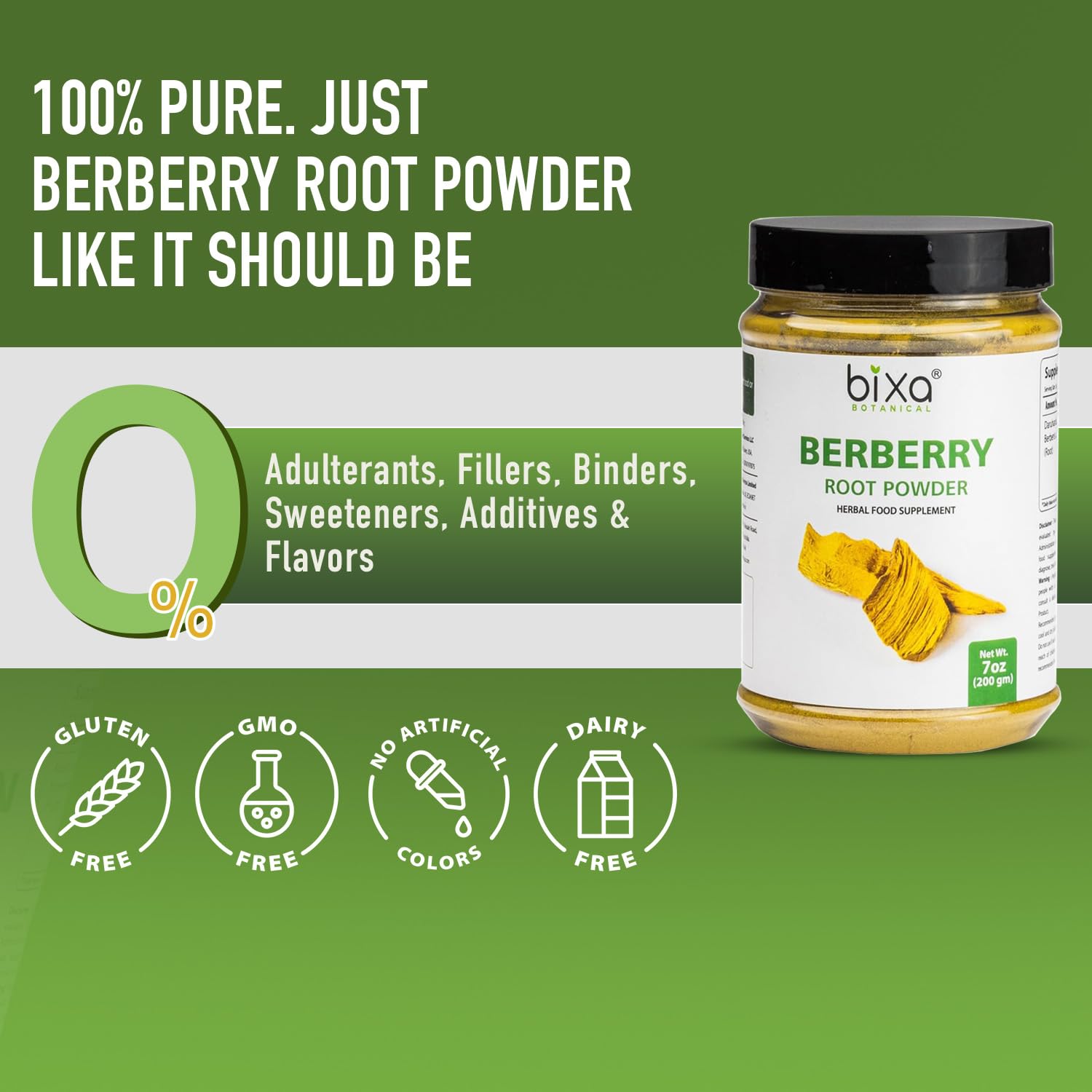 bixa BOTANICAL Berberry Root Powder packaging highlights 200 g size