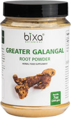 bixa BOTANICAL Greater Galangal Powder bottle enhances soups with warm aroma