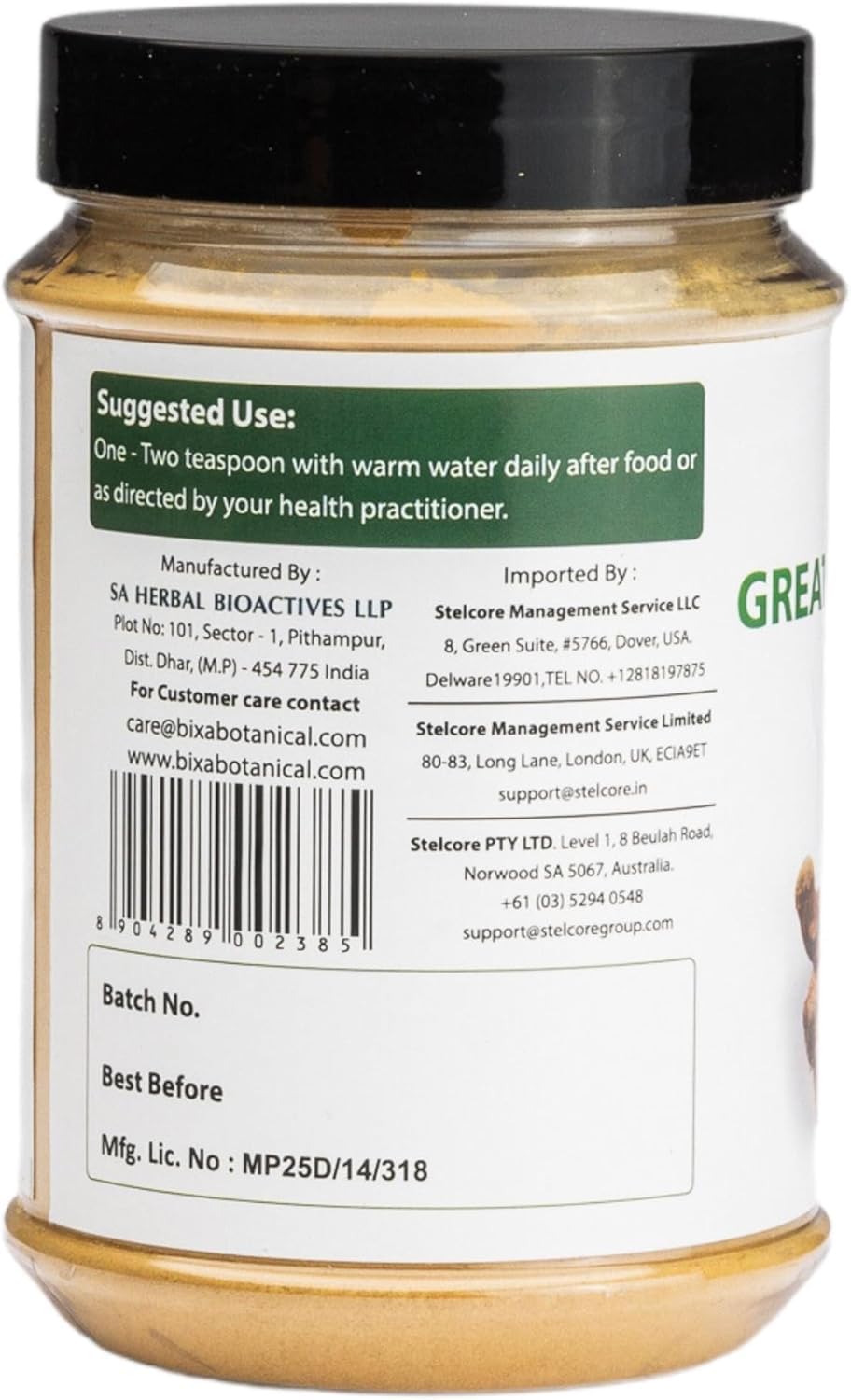 bixa BOTANICAL Greater Galangal Powder spoon dispense emphasizes easy measuring