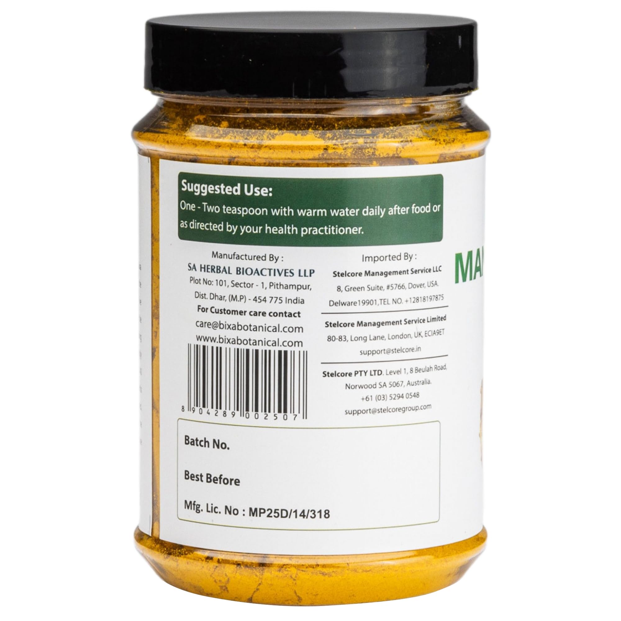Bixa Botanical mango ginger powder in a bowl evokes vibrant aroma and culinary potential.