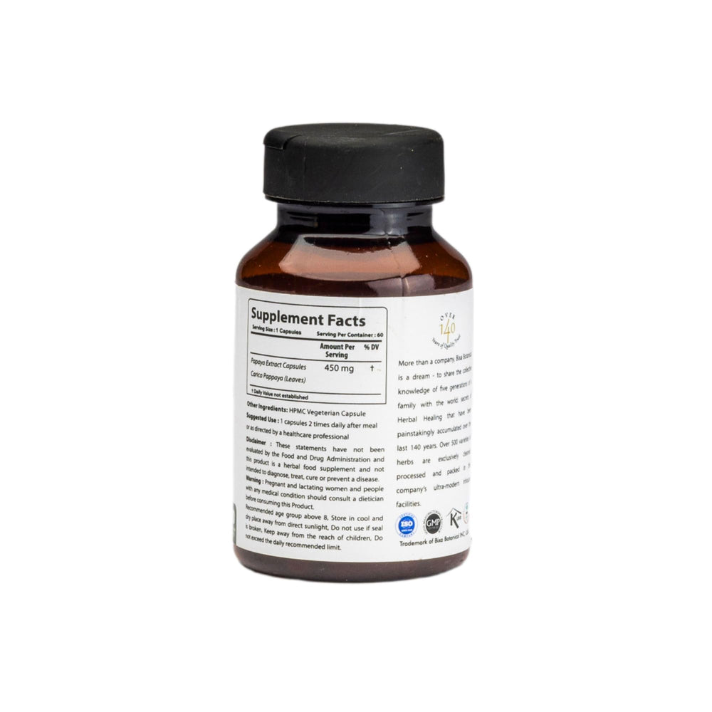 bixa BOTANICAL papaya leaf extract capsules close-up for convenient daily supplementation